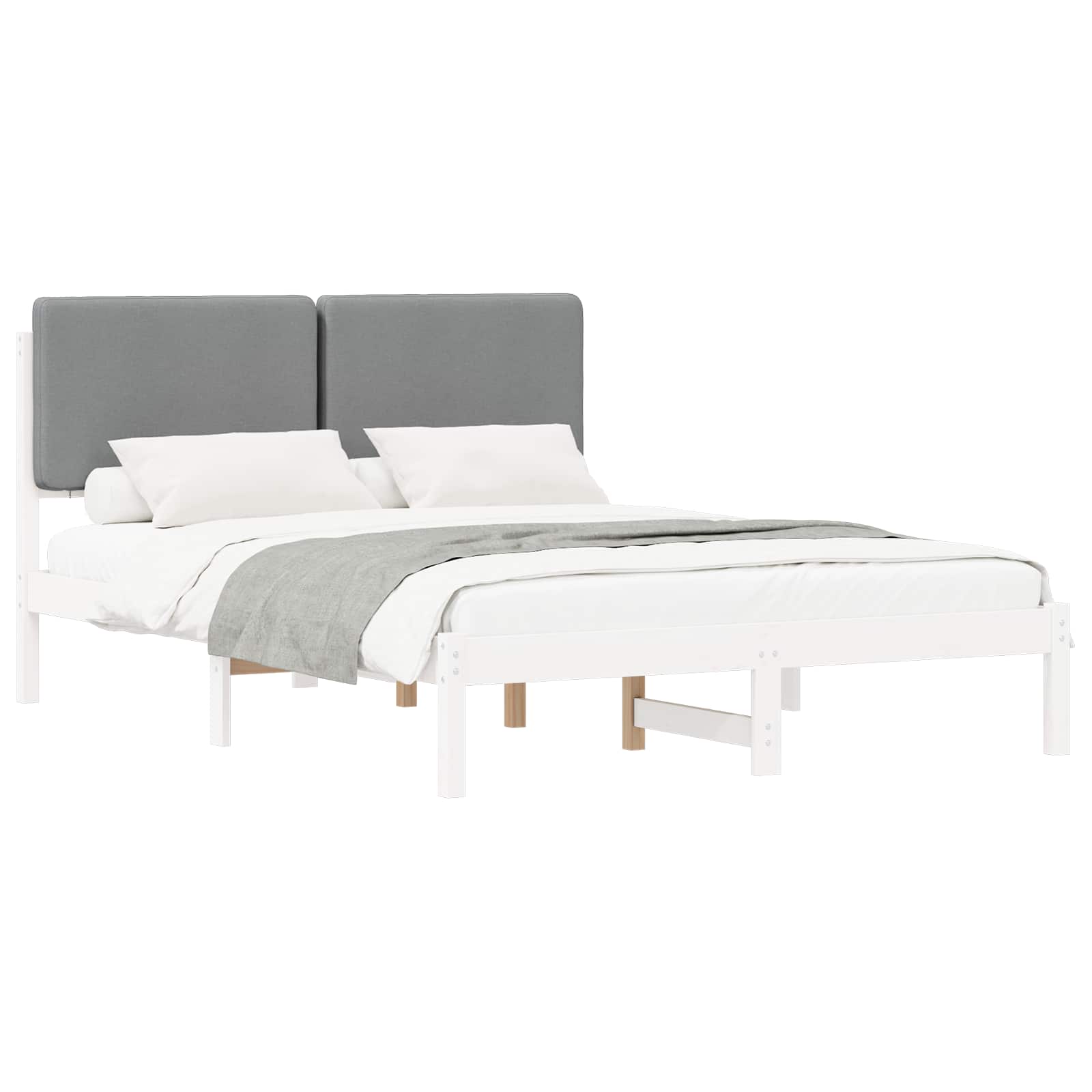vidaXL Bedframe met Gevoerd Hoofdgedeelte Lichtgrijs 140 x 200 cm, foto 3