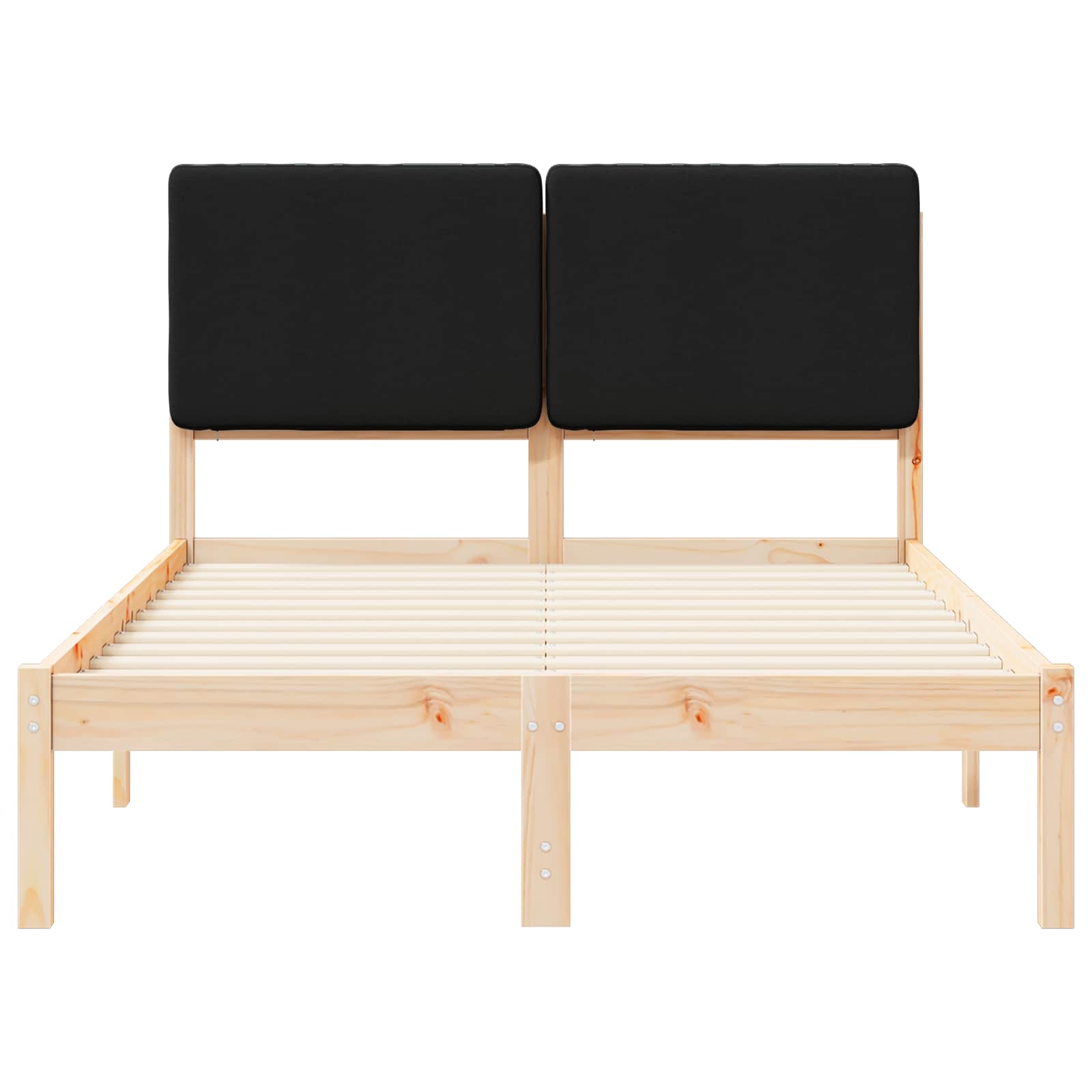 Voodiraam Pehme Peatoega peaga Must 120 x 190 cm Tahke mänd - Image 5