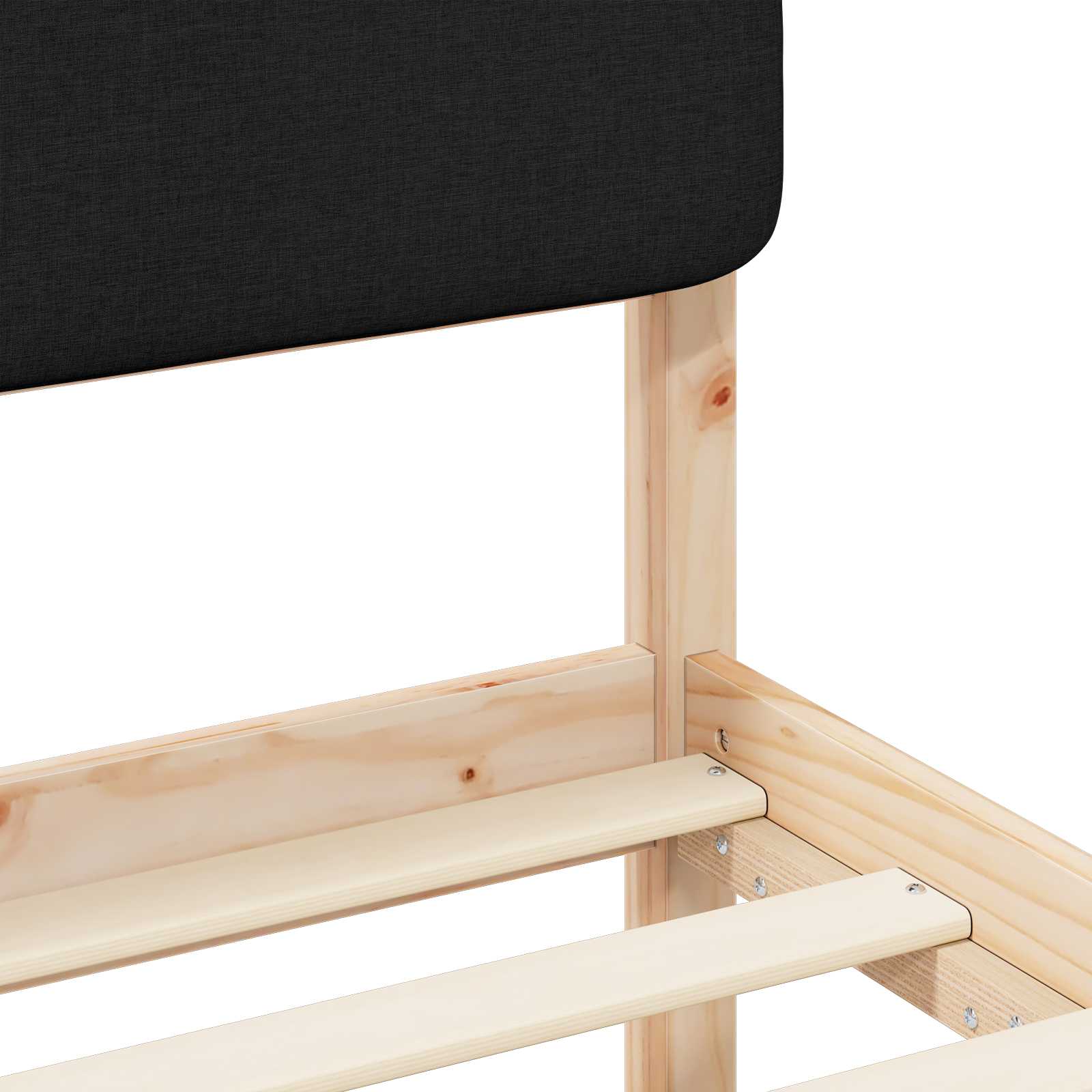 Voodiraam Pehme Peatoega peaga Must 100 x 200 cm Tahke mänd - Image 8