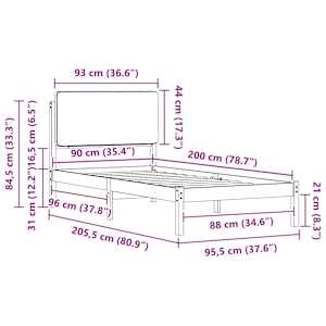 Rám postele s čalouněným čelem s čelo Světle šedá 90 x 200 cm - obrázek 11