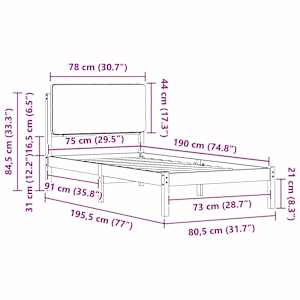 Rám postele s čalouněným čelem s čelo Tmavě šedá 75 x 190 cm - obrázek 11