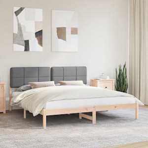 Posteljni okvir z oblazinjenim vzglavjem Svetlo siva