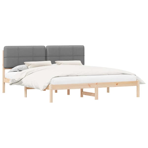 vidaXL Voodiraam Pehme Peatoega peaga Helehall 180 x 200 cm Tahke m&auml;nd