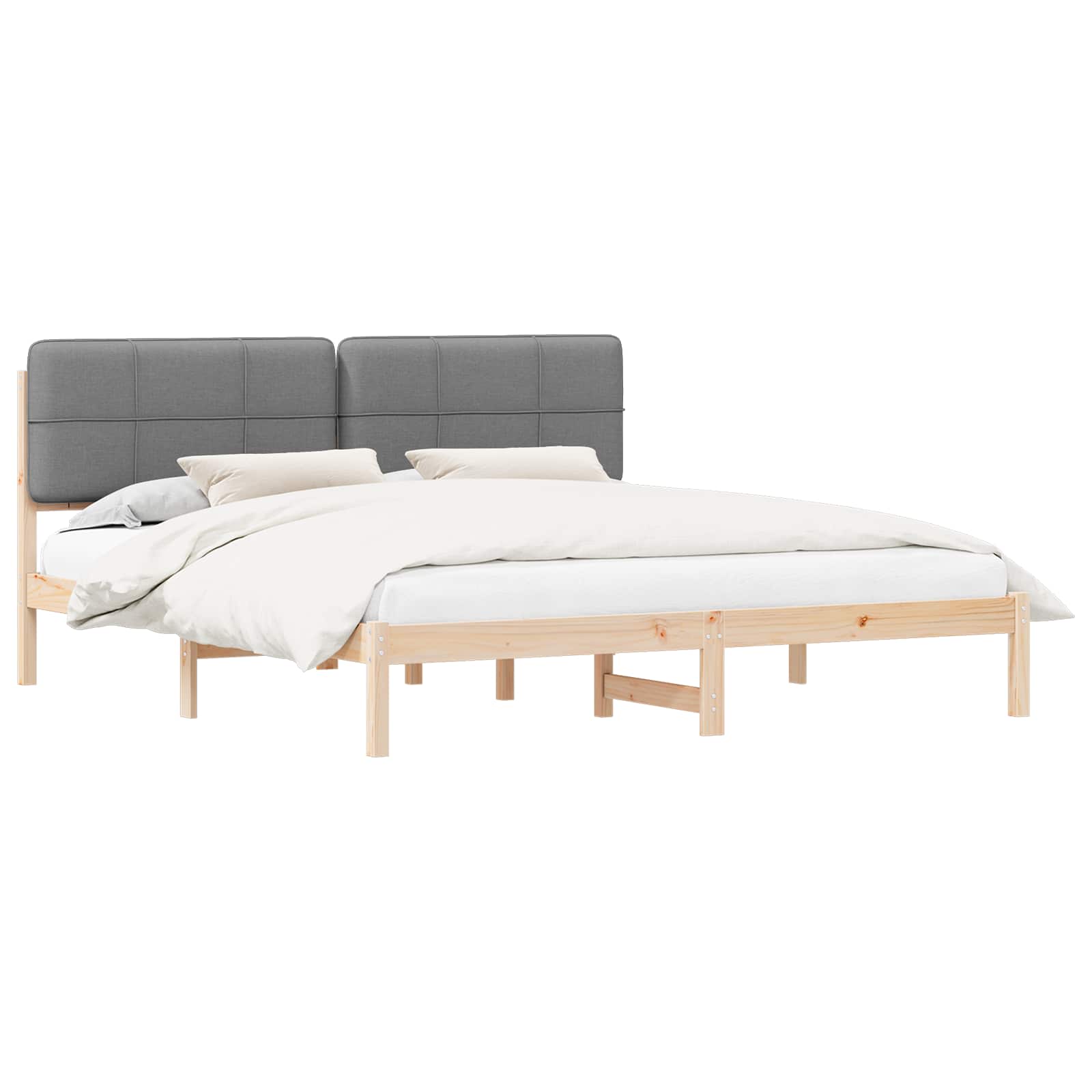 vidaXL Bedframe met Gevoerd Hoofdgedeelte Lichtgrijs 180 x 200 cm, foto 3