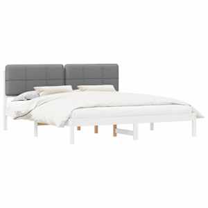 vidaXL Voodiraam Pehme Peatoega peaga Helehall 180 x 200 cm Tahke m&auml;nd