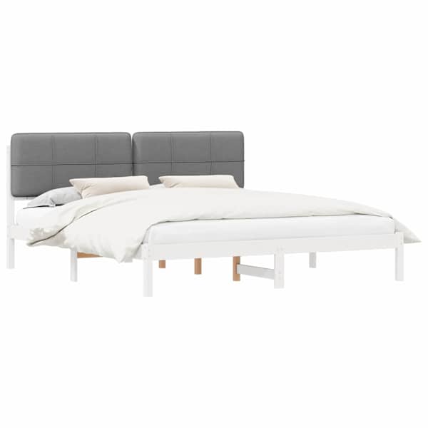 vidaXL Voodiraam Pehme Peatoega peaga Helehall 180 x 200 cm Tahke m&auml;nd