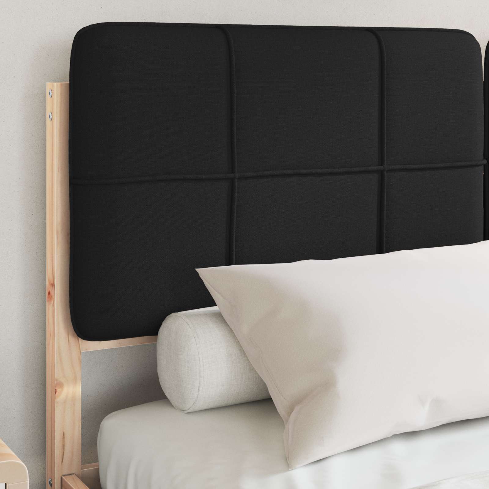Thumbnail - vidaXL Bettgestell mit gepolstertem Kopfteil Schwarz 140 x 200 cm