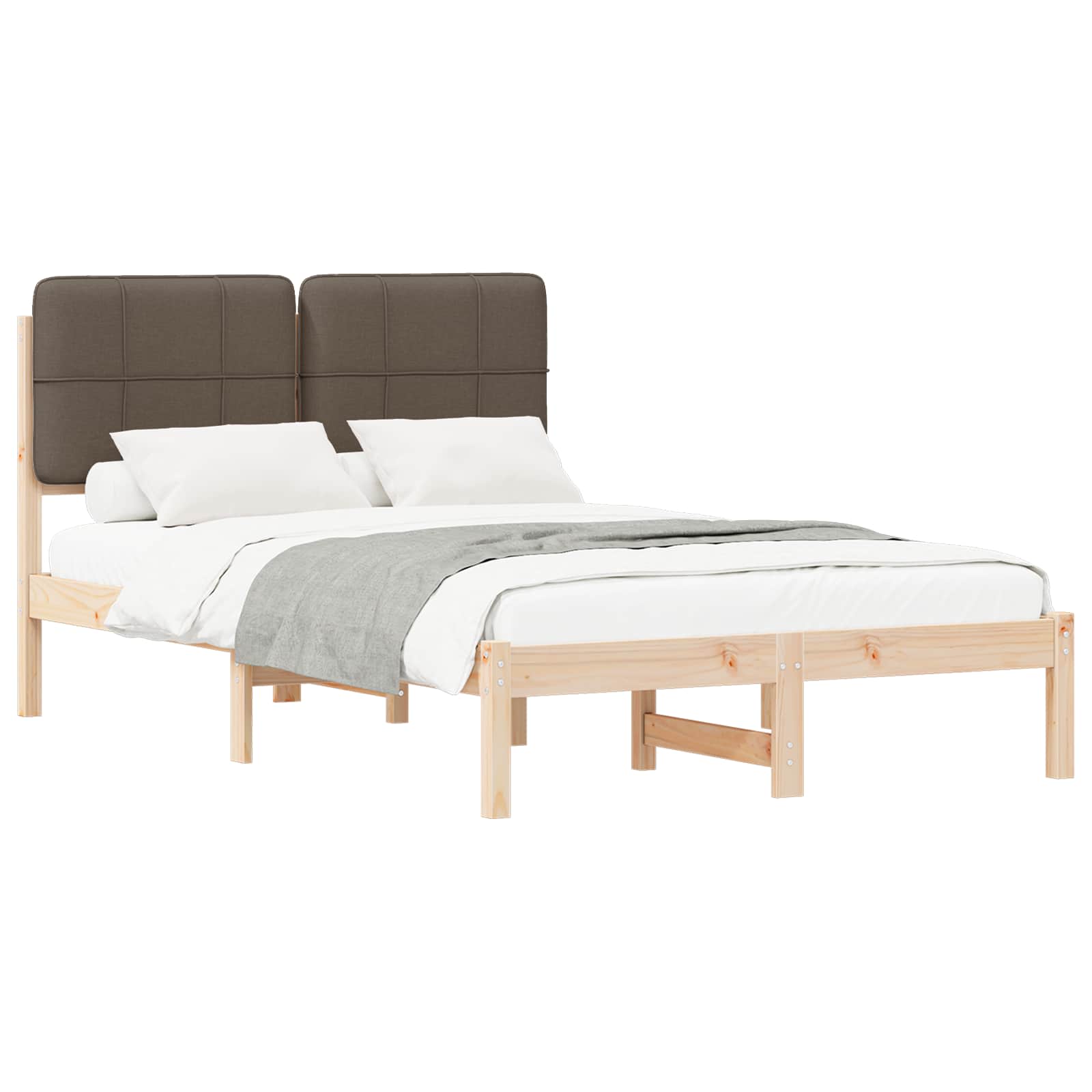 vidaXL Bedframe met Gevoerd Hoofdgedeelte Taupe 120 x 200 cm, foto 3