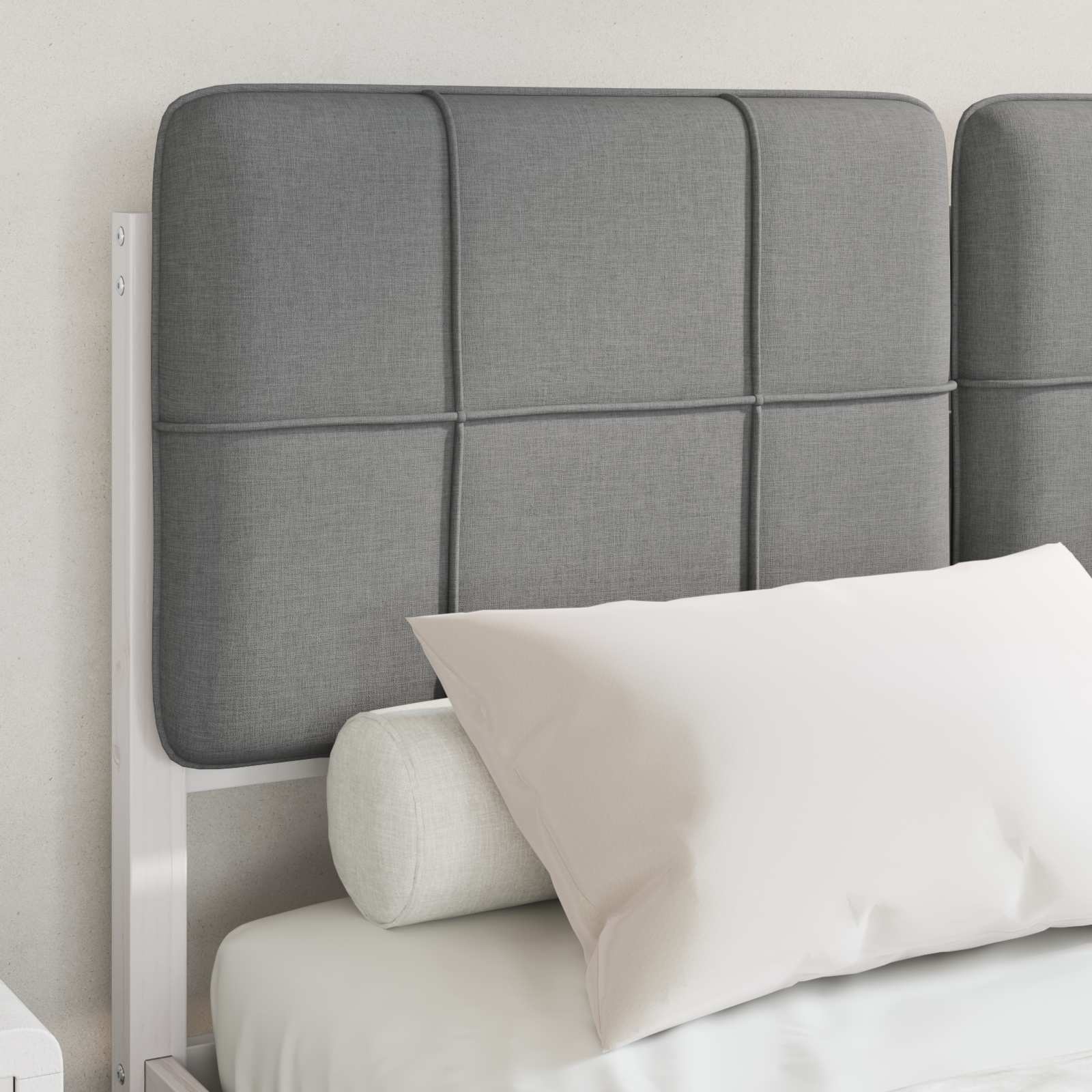 Thumbnail - vidaXL Bettgestell mit gepolstertem Kopfteil Hellgrau 120 x 200 cm