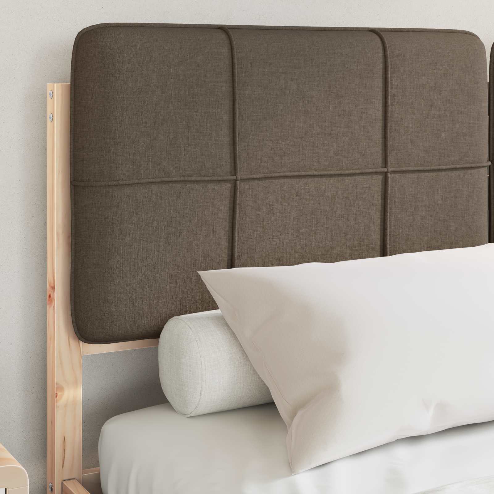 Voodiraam Pehme Peatoega Pruunikashall 140 x 190 cm Tahke mänd - Image 3