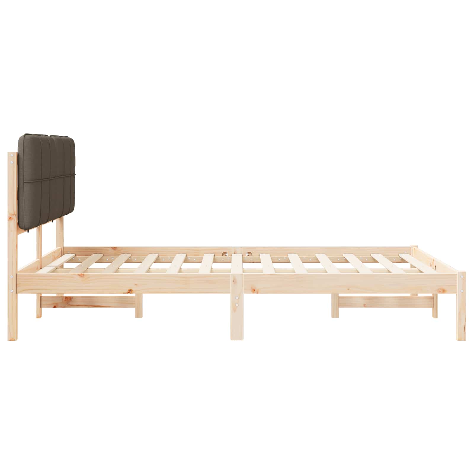 Voodiraam Pehme Peatoega Pruunikashall 140 x 190 cm Tahke mänd - Image 6