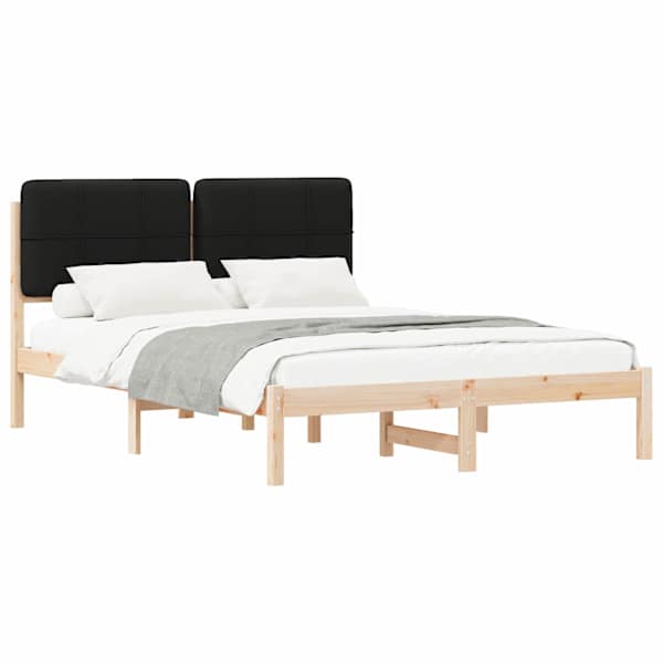 vidaXL Voodiraam Pehme Peatoega peaga Must 135 x 190 cm Tahke m&auml;nd