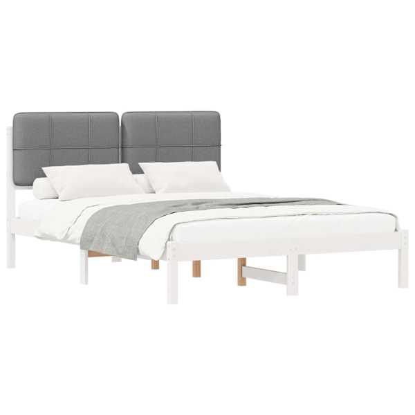 vidaXL Voodiraam Pehme Peatoega peaga Helehall 135 x 190 cm Tahke m&auml;nd