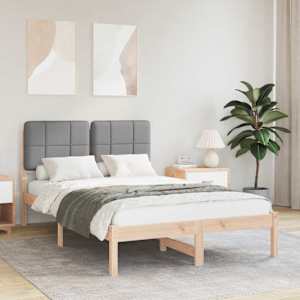 Posteljni okvir z oblazinjenim vzglavjem Svetlo siva