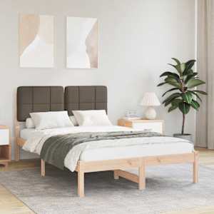 Posteljni okvir z oblazinjenim vzglavjem Taupe 120 x 190 cm