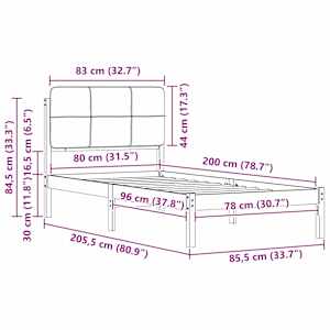 Rám postele s čalouněným čelem s čelo Tmavě šedá 80 x 200 cm - obrázek 11