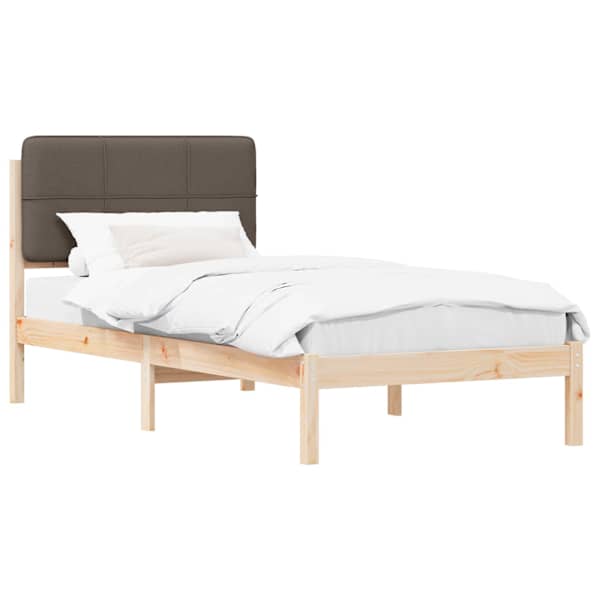 vidaXL Voodiraam Pehme Peatoega Pruunikashall 80 x 200 cm Tahke m&auml;nd