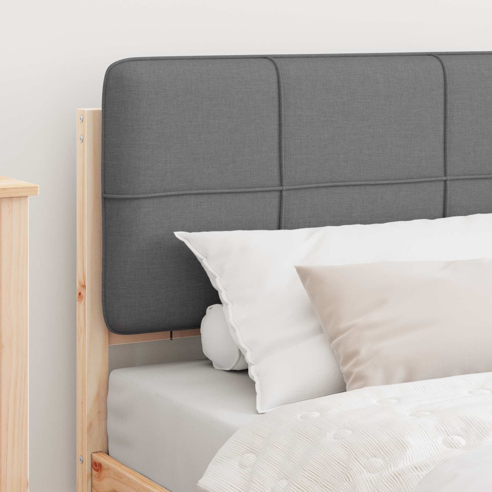 Thumbnail - vidaXL Bettgestell mit gepolstertem Kopfteil Hellgrau 90 x 190 cm