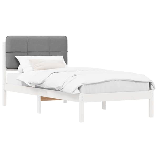 vidaXL Voodiraam Pehme Peatoega peaga Helehall 75 x 190 cm Tahke m&auml;nd