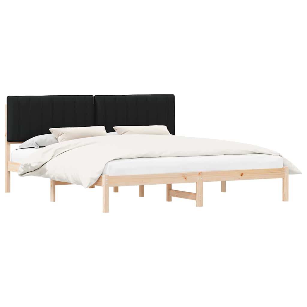 Mobilă și Mobilier - Cadru de pat cu tăblie tapițată cu headboard Negru 180 x 200 cm