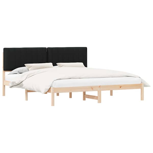 vidaXL Voodiraam Pehme Peatoega Must 180 x 200 cm Tahke m&auml;nd