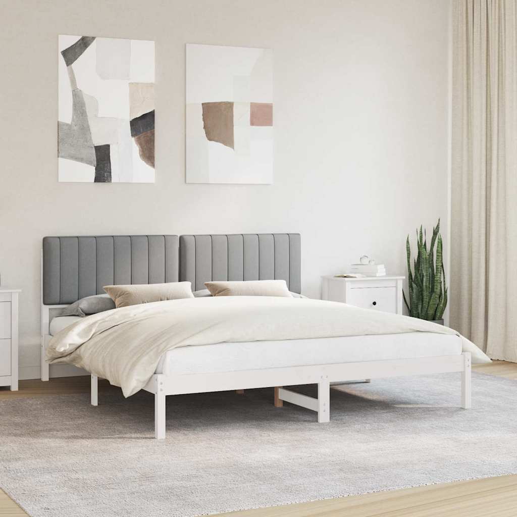 Mobilă și Mobilier - Cadru de pat cu tăblie tapițată Gri deschis 180 x 200 cm