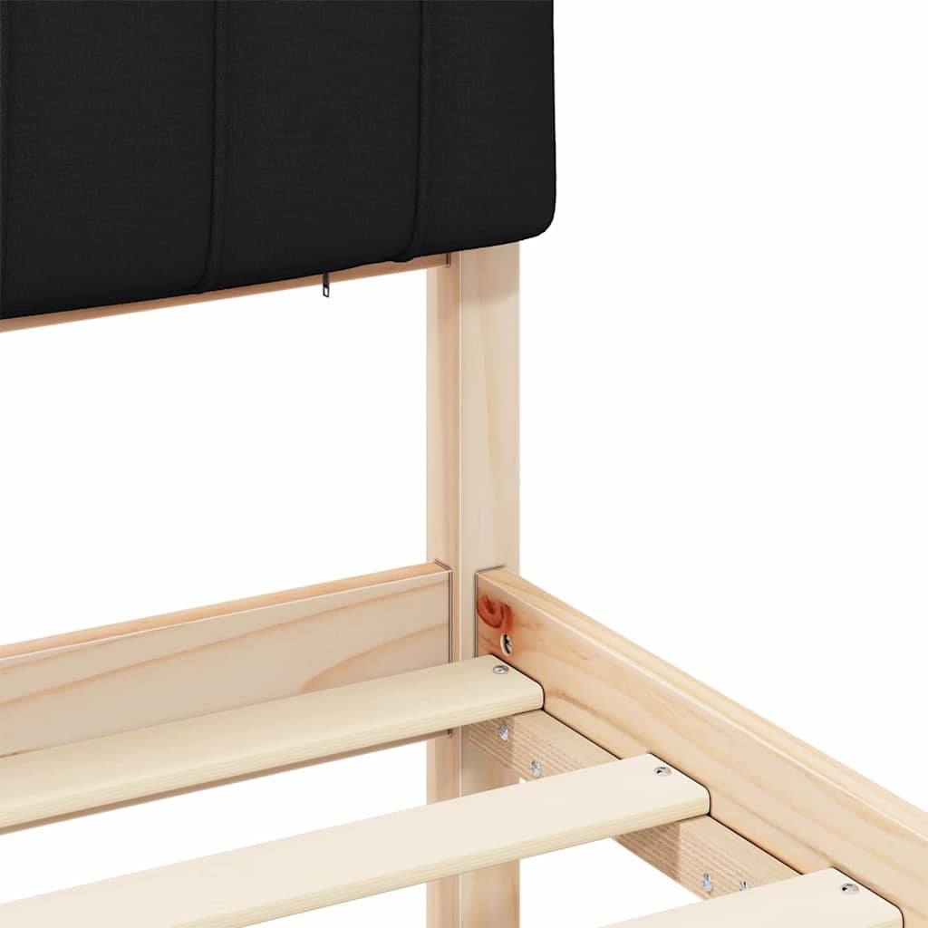 Voodiraam Pehme Peatoega peaga Must 160 x 200 cm Tahke mänd - Image 8