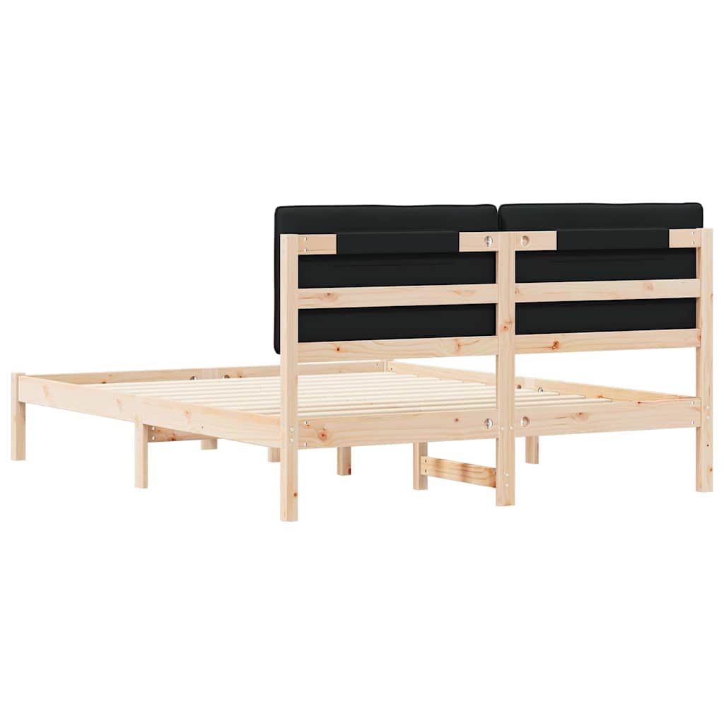 Voodiraam Pehme Peatoega peaga Must 160 x 200 cm Tahke mänd - Image 7