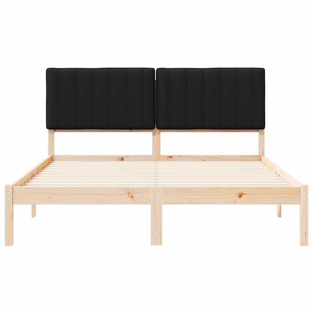 Voodiraam Pehme Peatoega peaga Must 160 x 200 cm Tahke mänd - Image 5