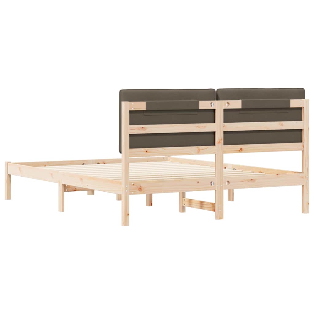 Voodiraam Pehme Peatoega Pruunikashall 150 x 200 cm Tahke mänd - Image 7