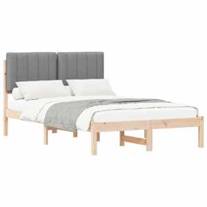 vidaXL Voodiraam Pehme Peatoega Looduslik ja Hele Hall 120 x 200 cm