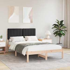 Posteljni okvir z oblazinjenim vzglavjem Naravna in črna