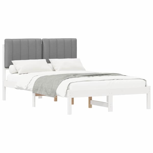 vidaXL Voodiraam Pehme Peatoega Valge ja helehall 120 x 200 cm