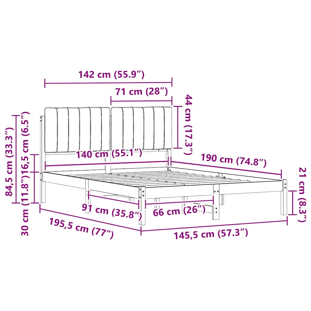 Voodiraam Pehme Peatoega Pruunikashall 140 x 190 cm Tahke mänd 11 Kõik vajalik sinu aeda ja koju! Voodiraam Pehme Peatoega Pruunikashall 140 x 190 cm Tahke mänd - Image 11