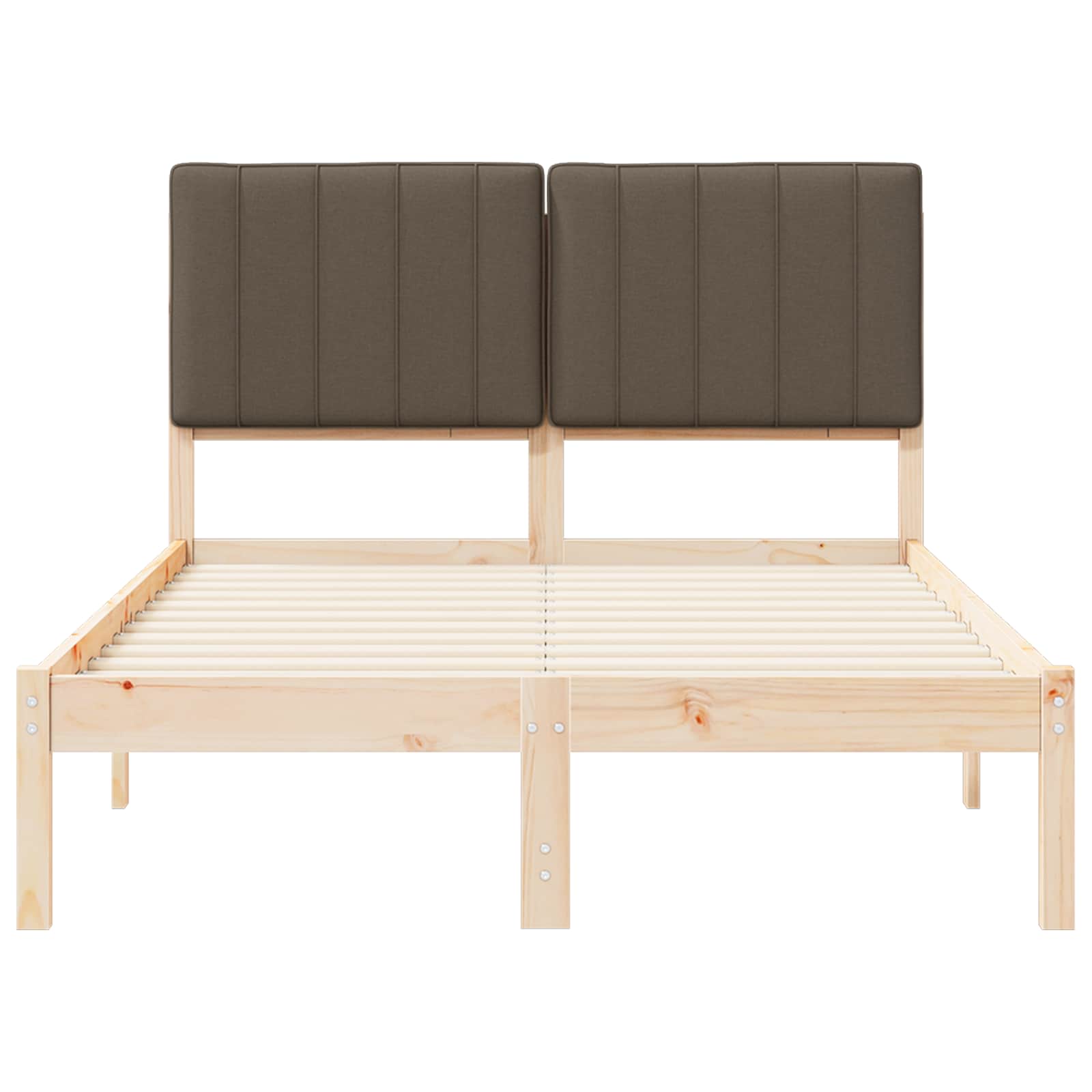 Voodiraam Pehme Peatoega Pruunikashall 120 x 190 cm Tahke mänd - Image 5