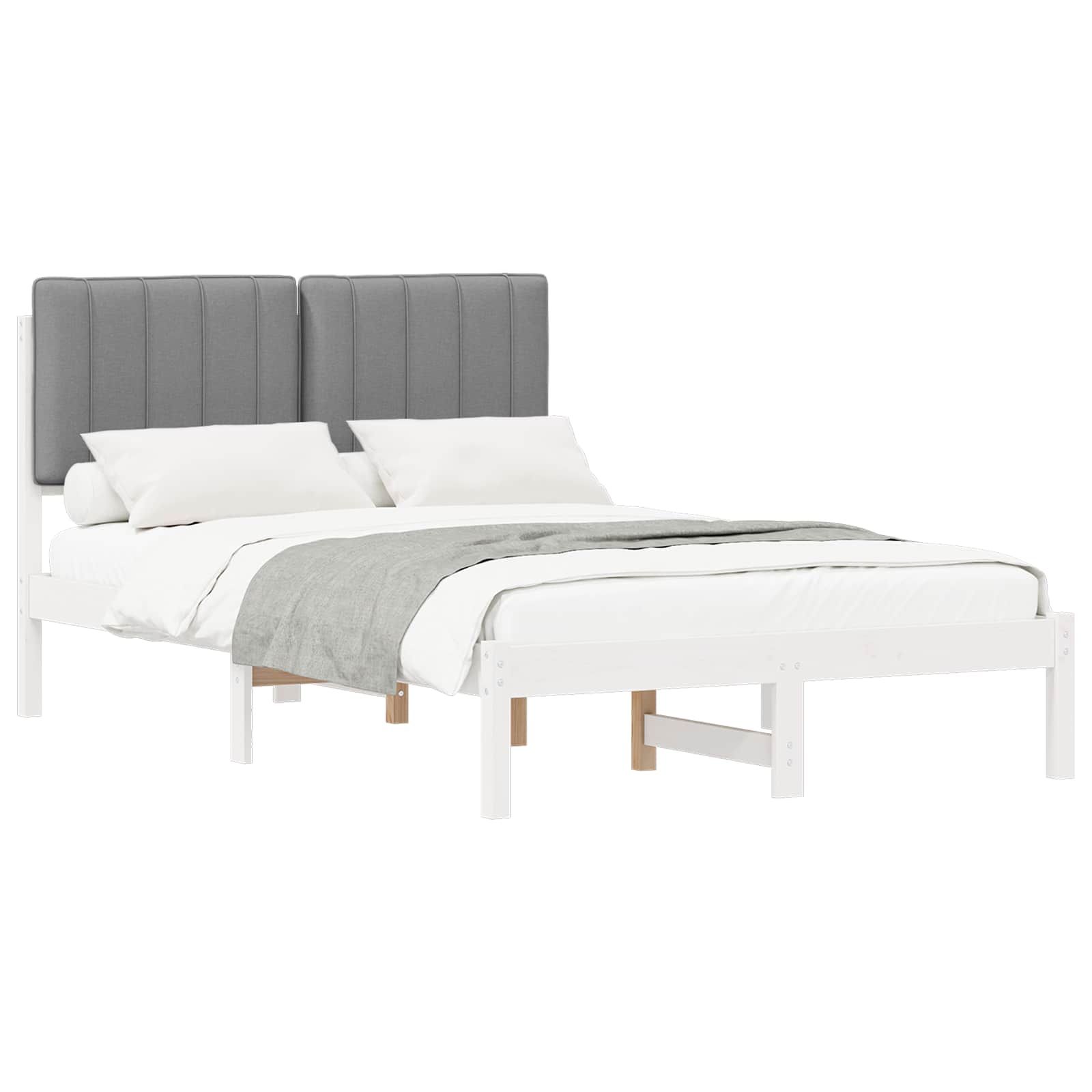 vidaXL Bedframe met Gevoerd Hoofdgedeelte Lichtgrijs 120 x 190 cm, foto 3