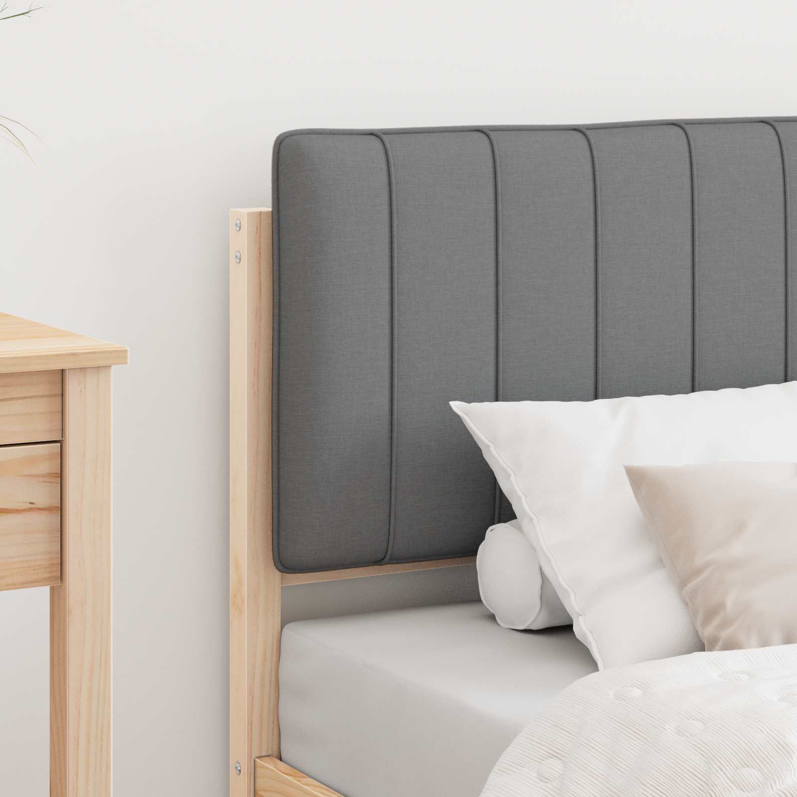 Thumbnail - vidaXL Bettgestell mit gepolstertem Kopfteil Hellgrau 80 x 200 cm