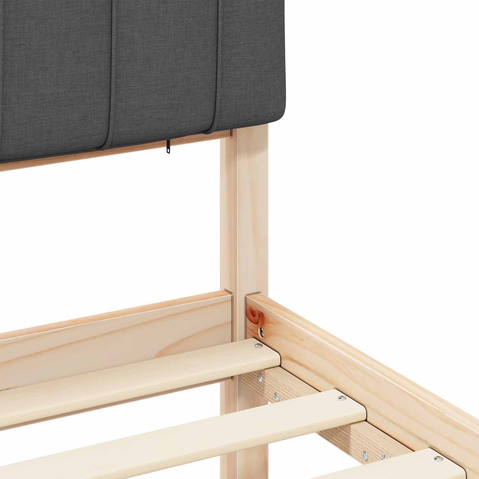 Voodiraam Pehme Peatoega peaga Tumehall 75 x 190 cm Tahke mänd - Image 8