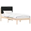 vidaXL Voodiraam Pehme Peatoega Must 75 x 190 cm Tahke m&auml;nd