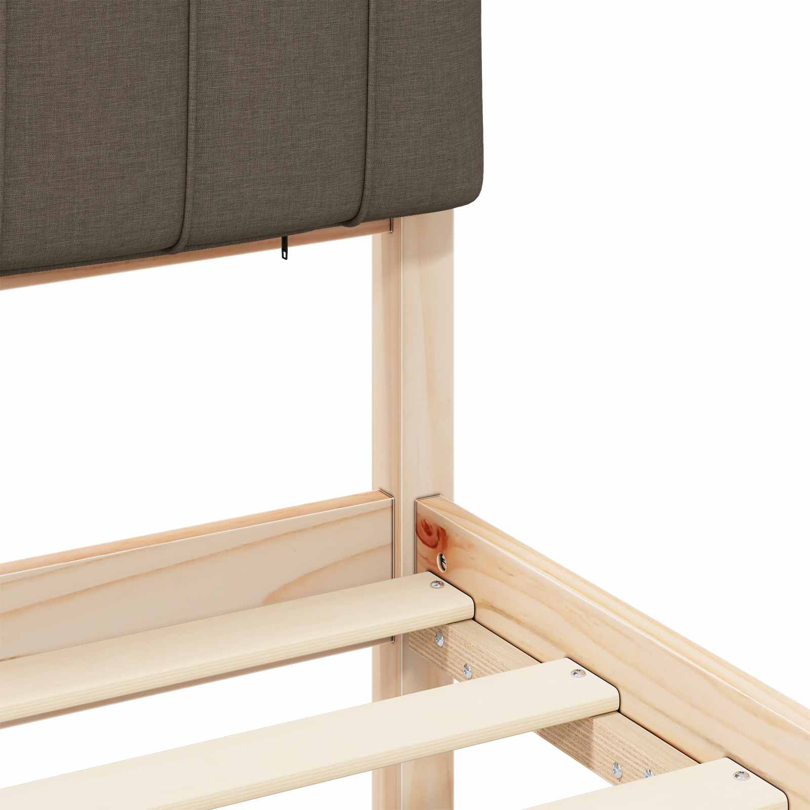 Voodiraam Pehme Peatoega Pruunikashall 75 x 190 cm Tahke mänd - Image 8