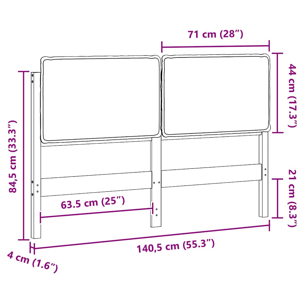 Upholstered headboard natural and light gray 135 cm