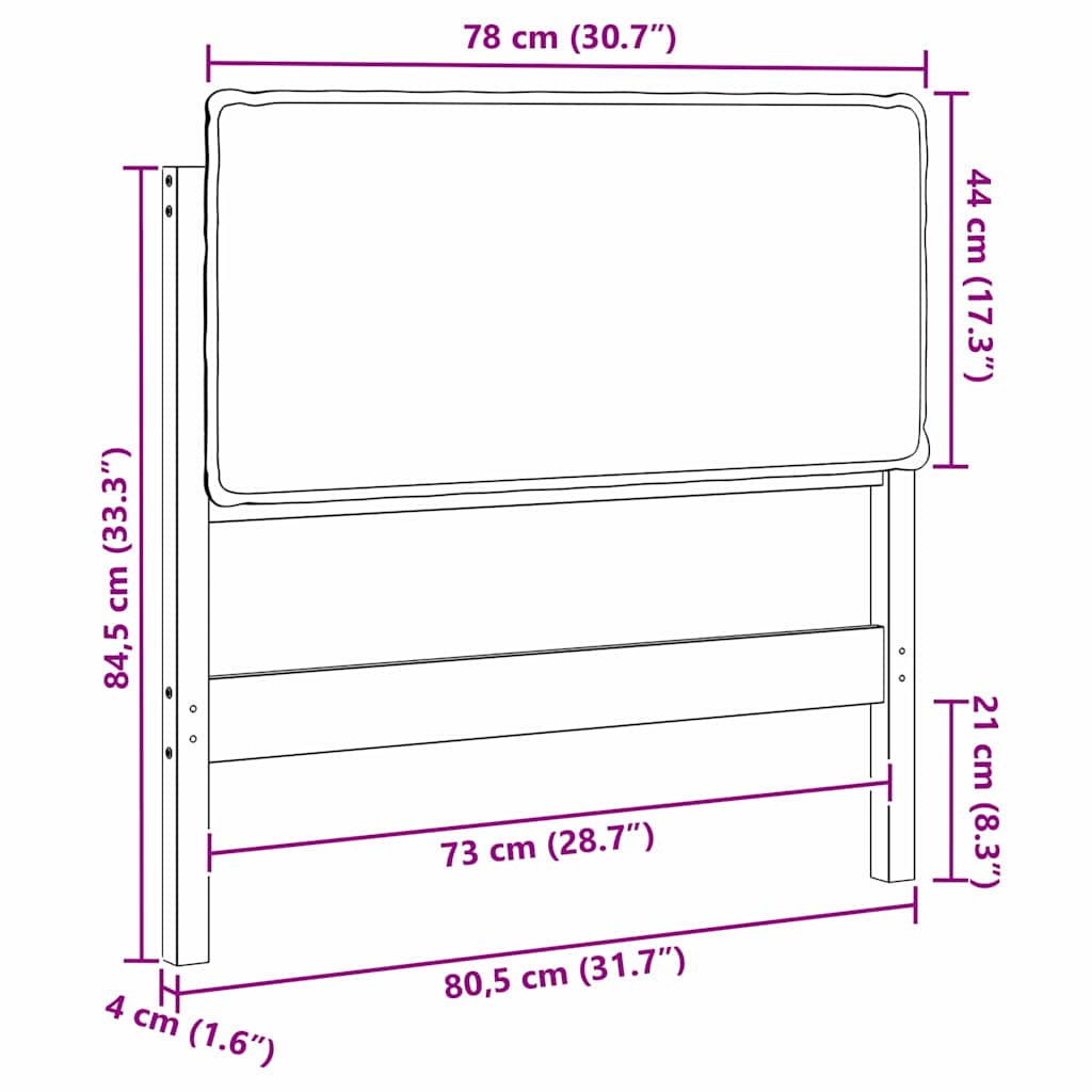 Upholstered headboard natural and light gray 75 cm
