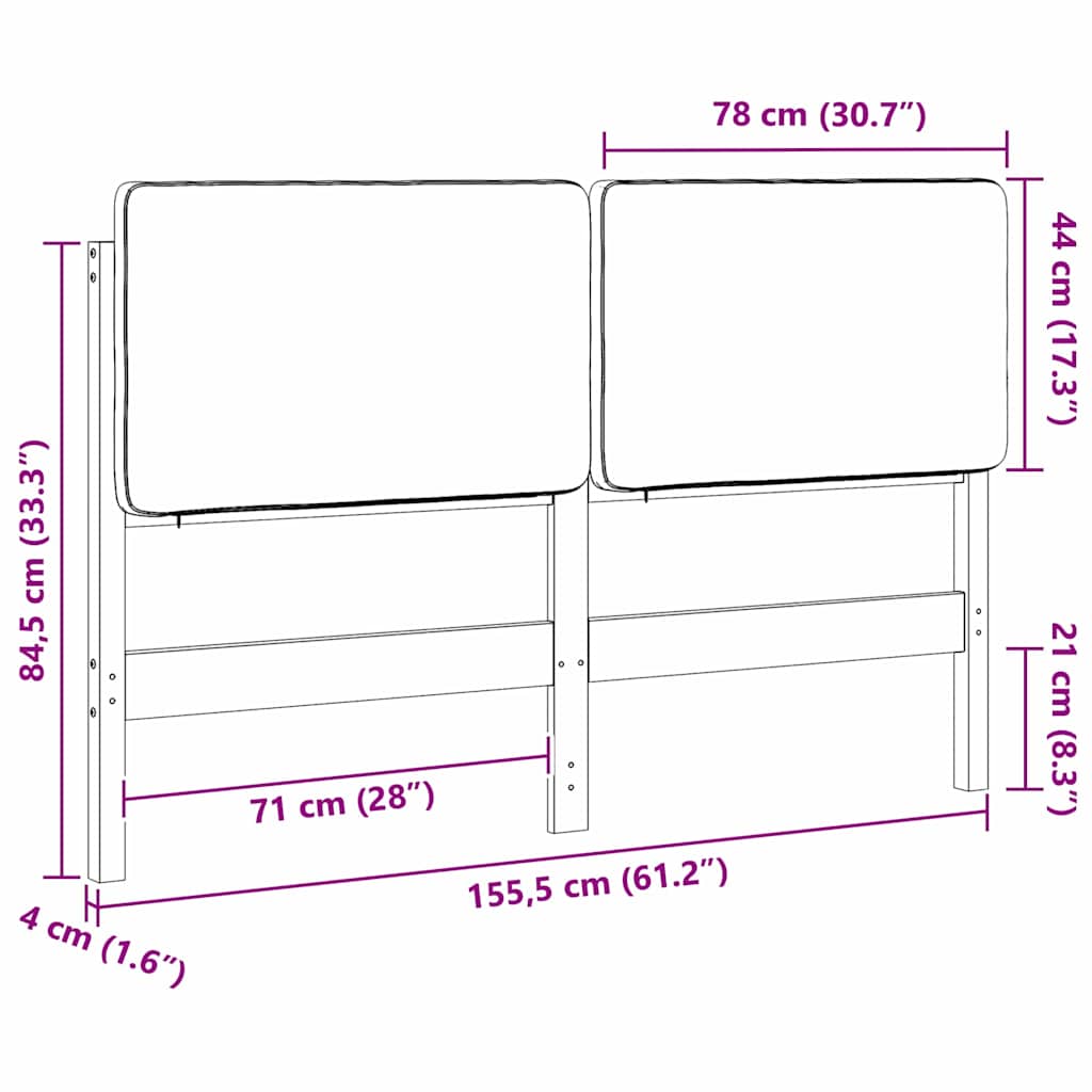 Gestoffeerd hoofdbord Bruin en Taupe 150 cm Massief grenenhout image 13