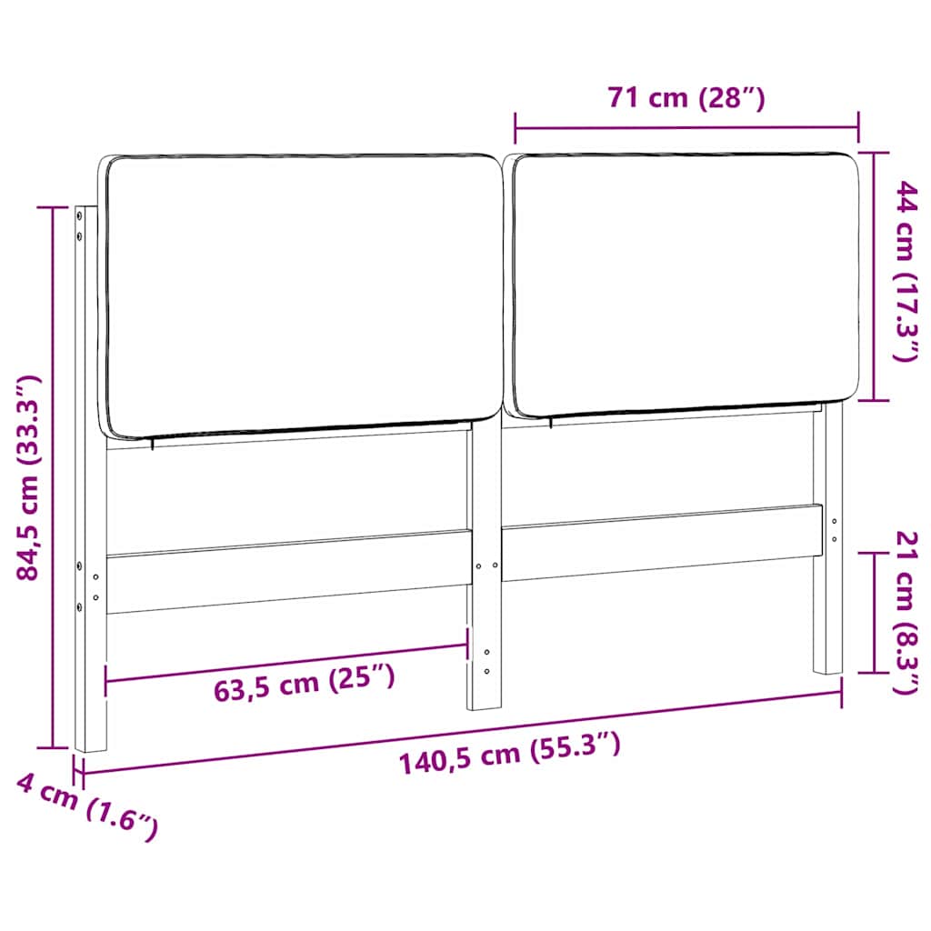 Upholstered headboard brown and light gray 135 cm