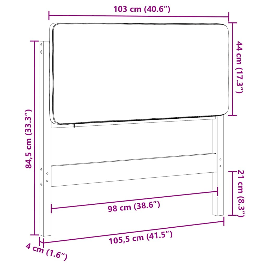 Upholstered headboard brown and light gray 100 cm