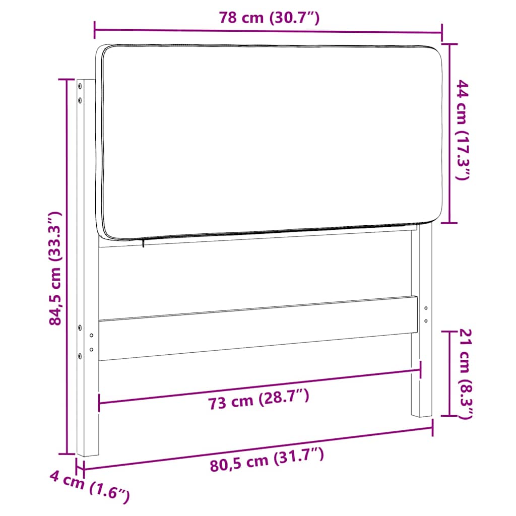 Softened headboard brown and dark gray 75 cm