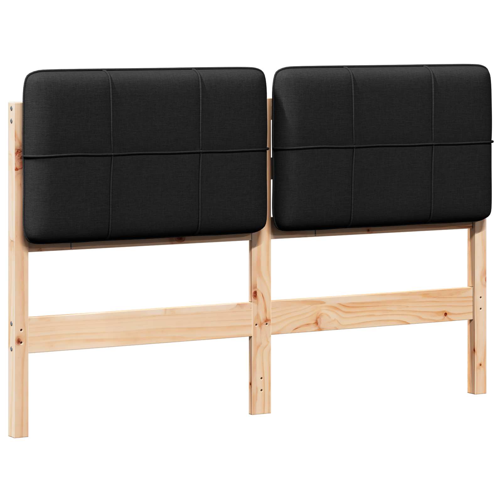 Gestoffeerd hoofdbord Bruin en zwart 150 cm Massief grenenhout image 2