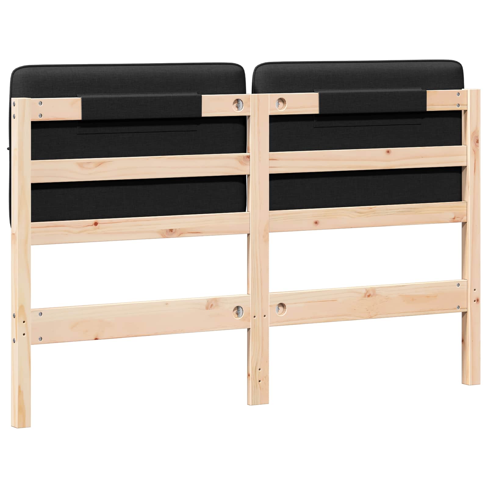 Gestoffeerd hoofdbord Bruin en zwart 150 cm Massief grenenhout image 6