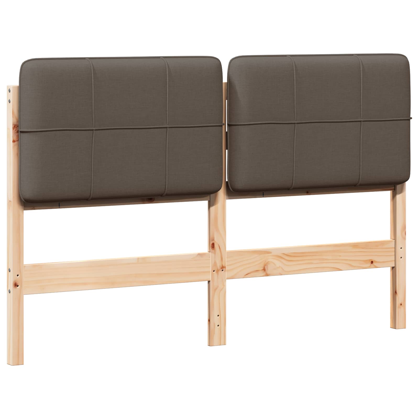 Gestoffeerd hoofdbord Bruin en Taupe 150 cm Massief grenenhout image 2