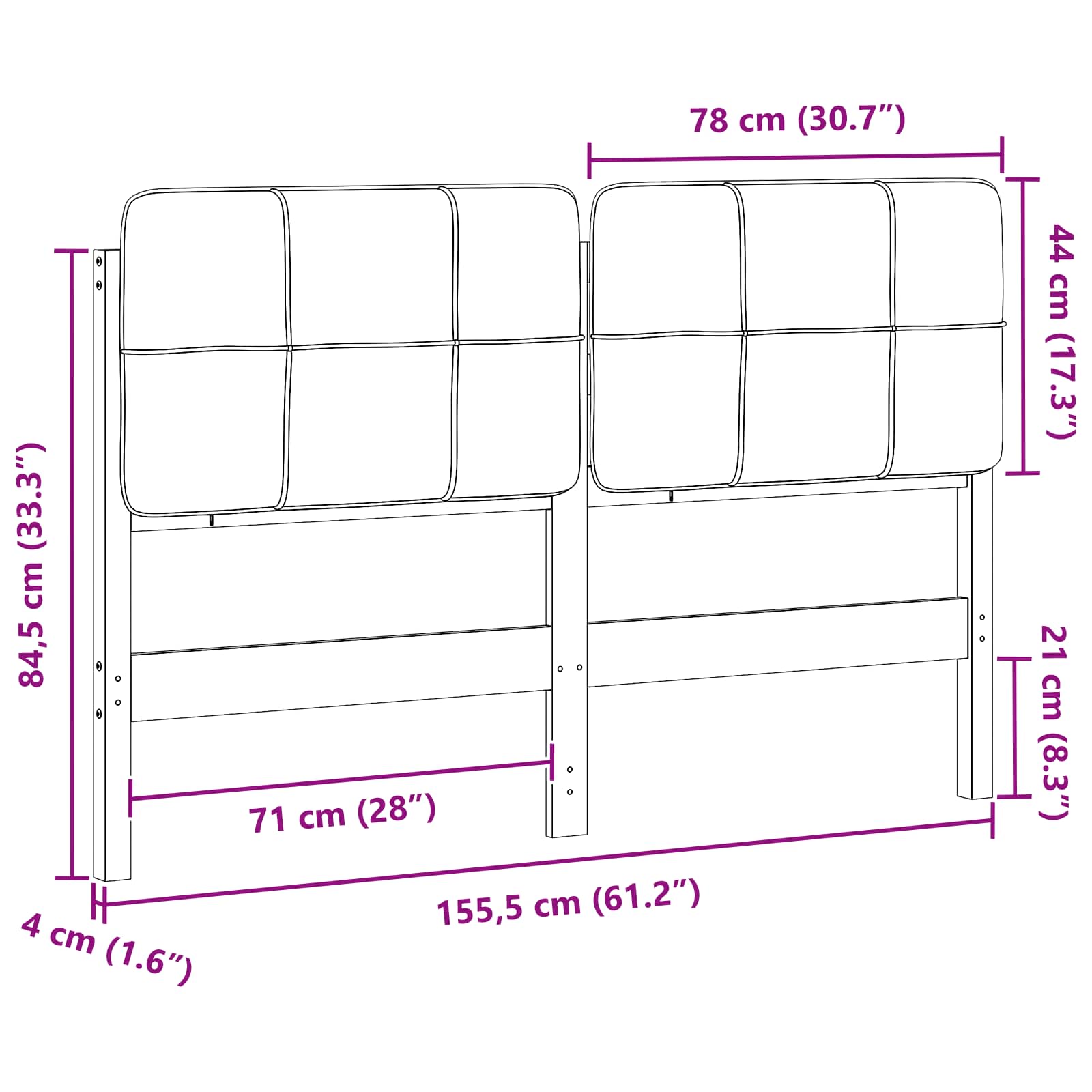 Gestoffeerd hoofdbord Bruin en Taupe 150 cm Massief grenenhout image 13